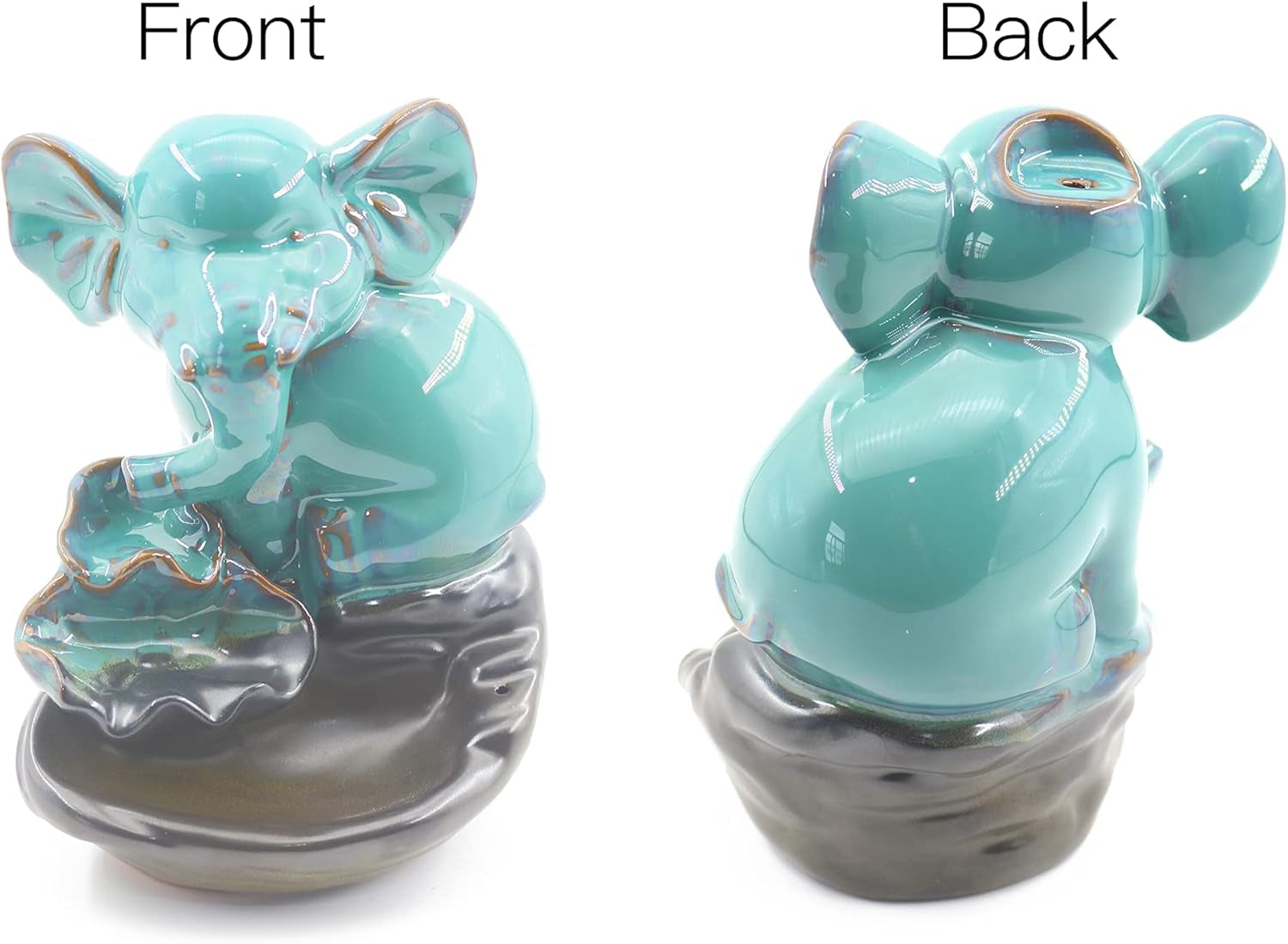 Ceramic Waterfall Incense Burner Ceramic Backflow Incense Holder Elephant Antique Ceramic Aromatherapy Ornament Home Decor Yoga with 15 Incense Cones and Accessories