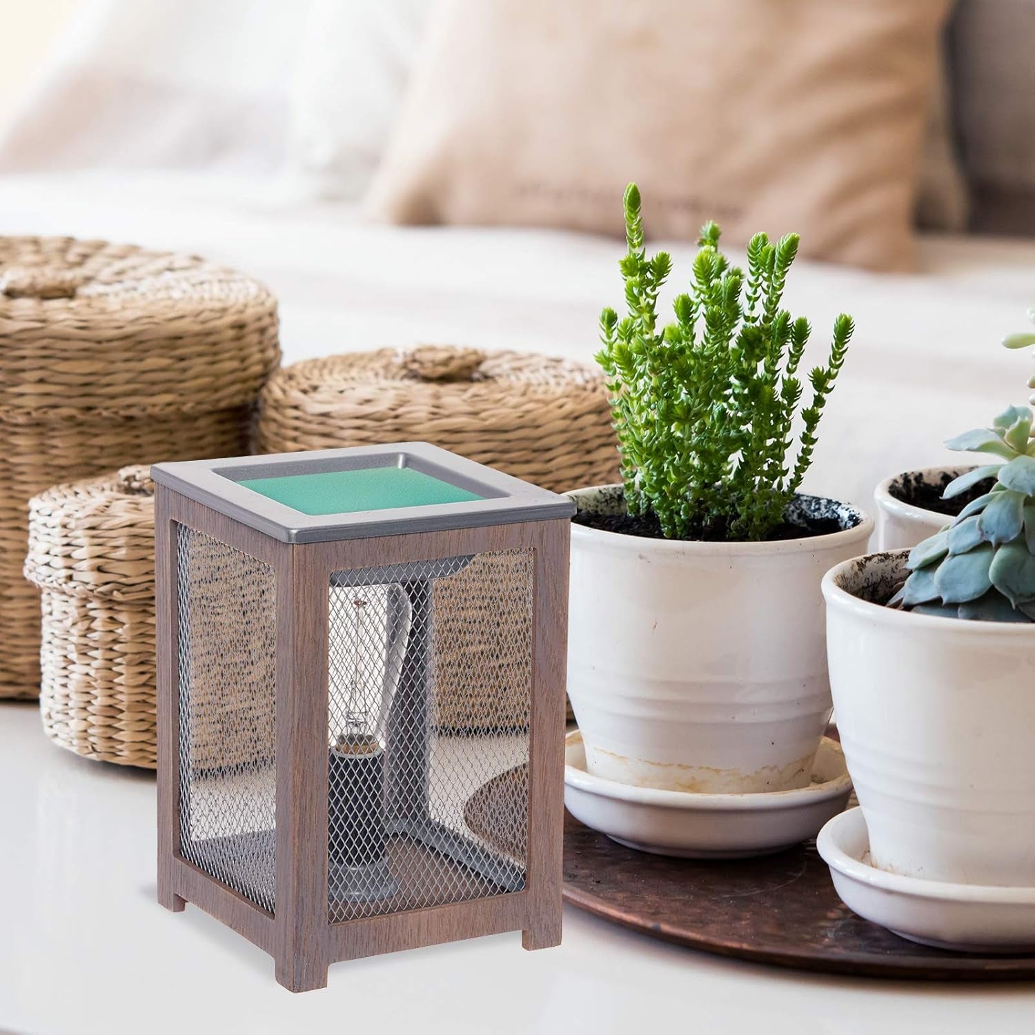 White Farmhouse Wax Warmer for Scented Wax - Electric Plug in Wax Melt Warmer - Stocking Stuffer Gift Holiday Christmas Hanukkah