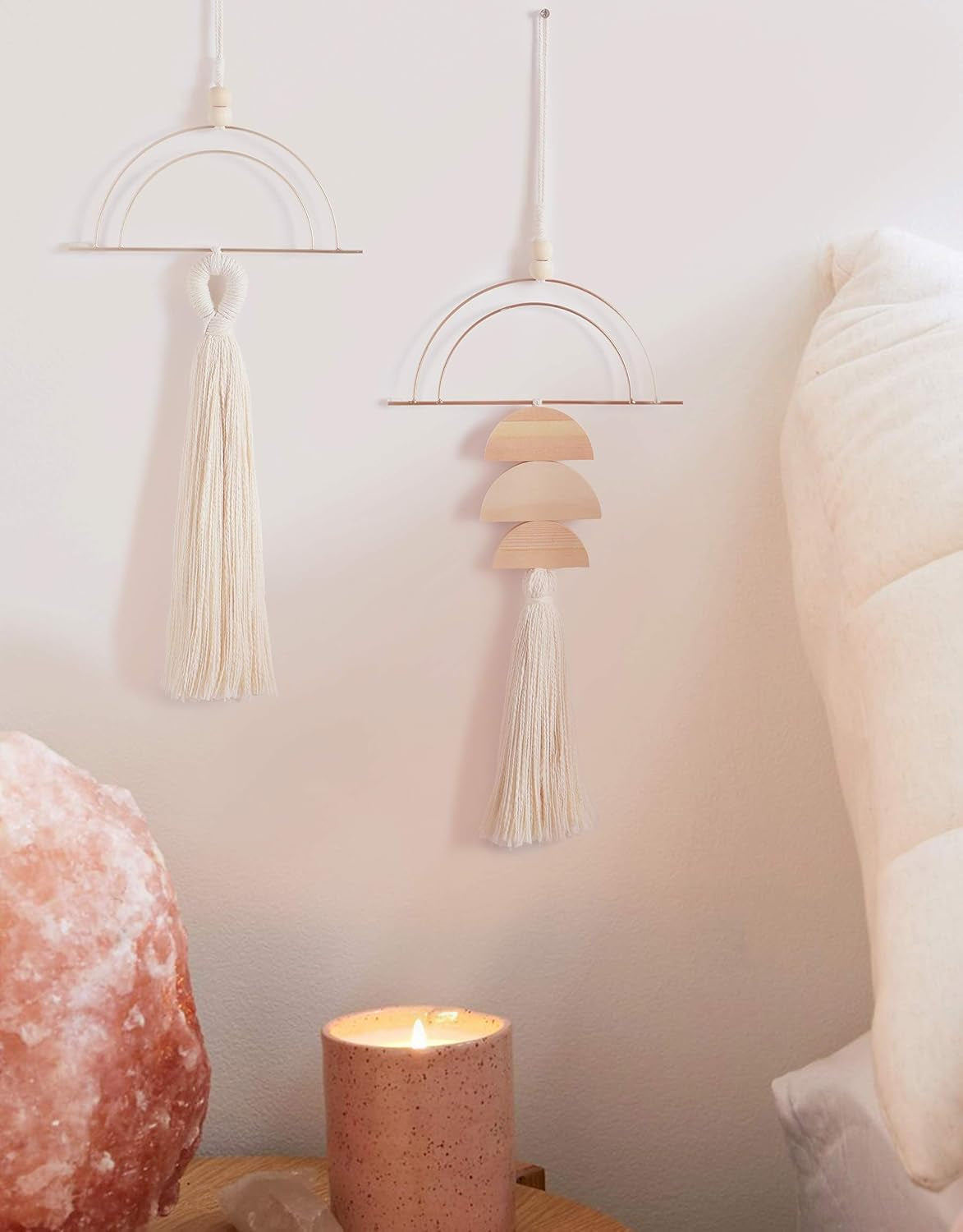 Boho Wall Decor Macrame Wall Hanging Bohemian Bedroom Wall Art Bathroom Decor Kitchen Tassel Home Wall Aesthetic Christmas Gifts 2 Pcs