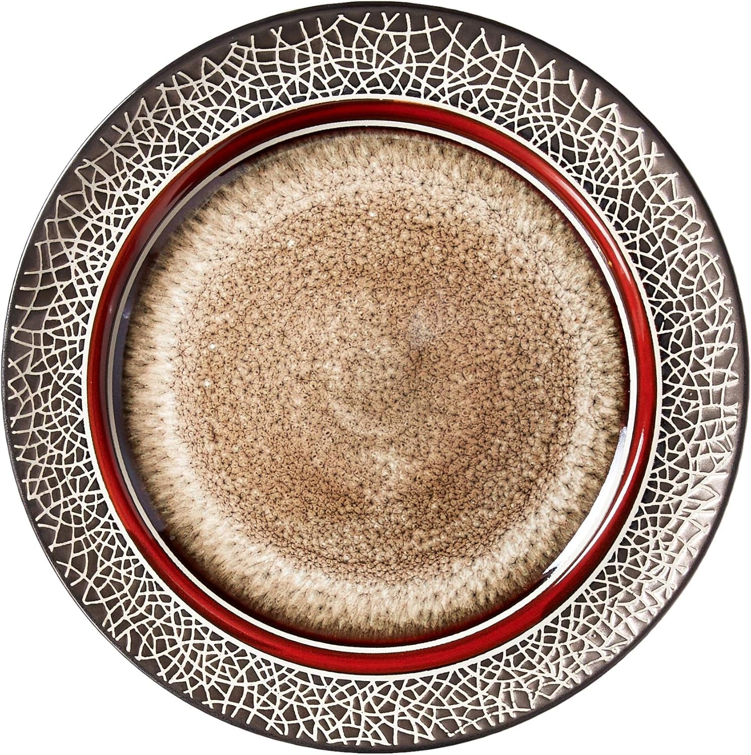 Markham Square Casual round Dinnerware Set – 16-Piece Stoneware Dinner Party Collection W/ 4 Dinner Plates, 4 Salad Plates, 4 Bowls & 4 Mugs – Unique Gift Idea, Brown, 11X11X4"