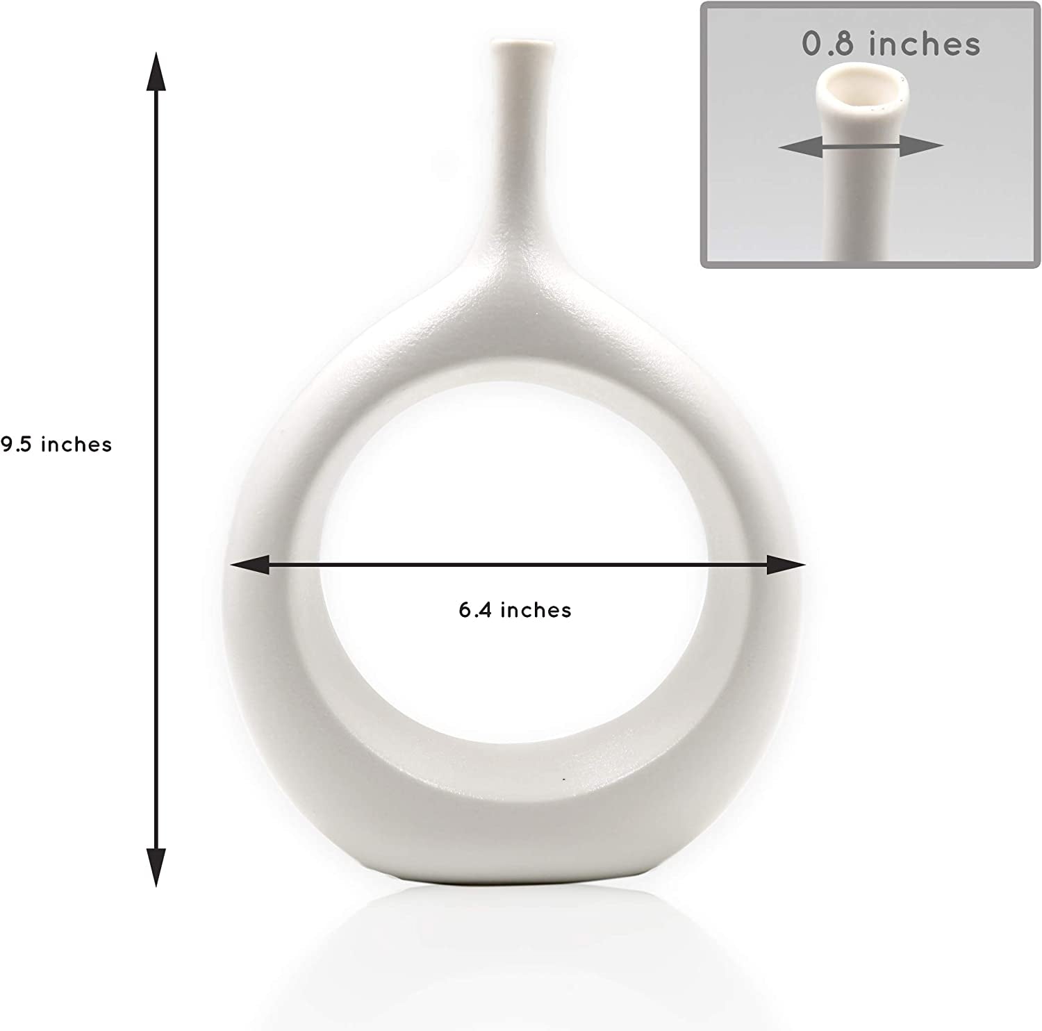 Samawi Black & White Vase Set of 2 - Black Ceramic Vases for Modern Living Room Decor