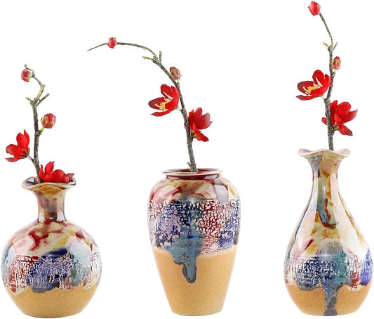Ceramic Flower Vases Set of 3, Special Design Style of Flambed Glazed,Decorative Modern Floral Vase for Home Decor Living Room Centerpieces and Events…