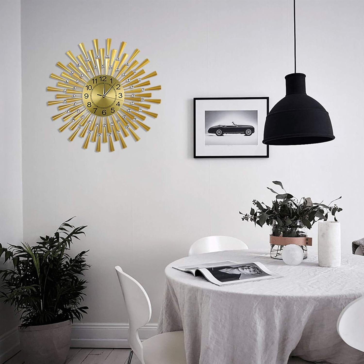 Large Wall Clock Decorative Wall Clocks 3D Non-Ticking Silent Quartz Clocks with Arabic Numerals for Living Room Home Kitchen Decor