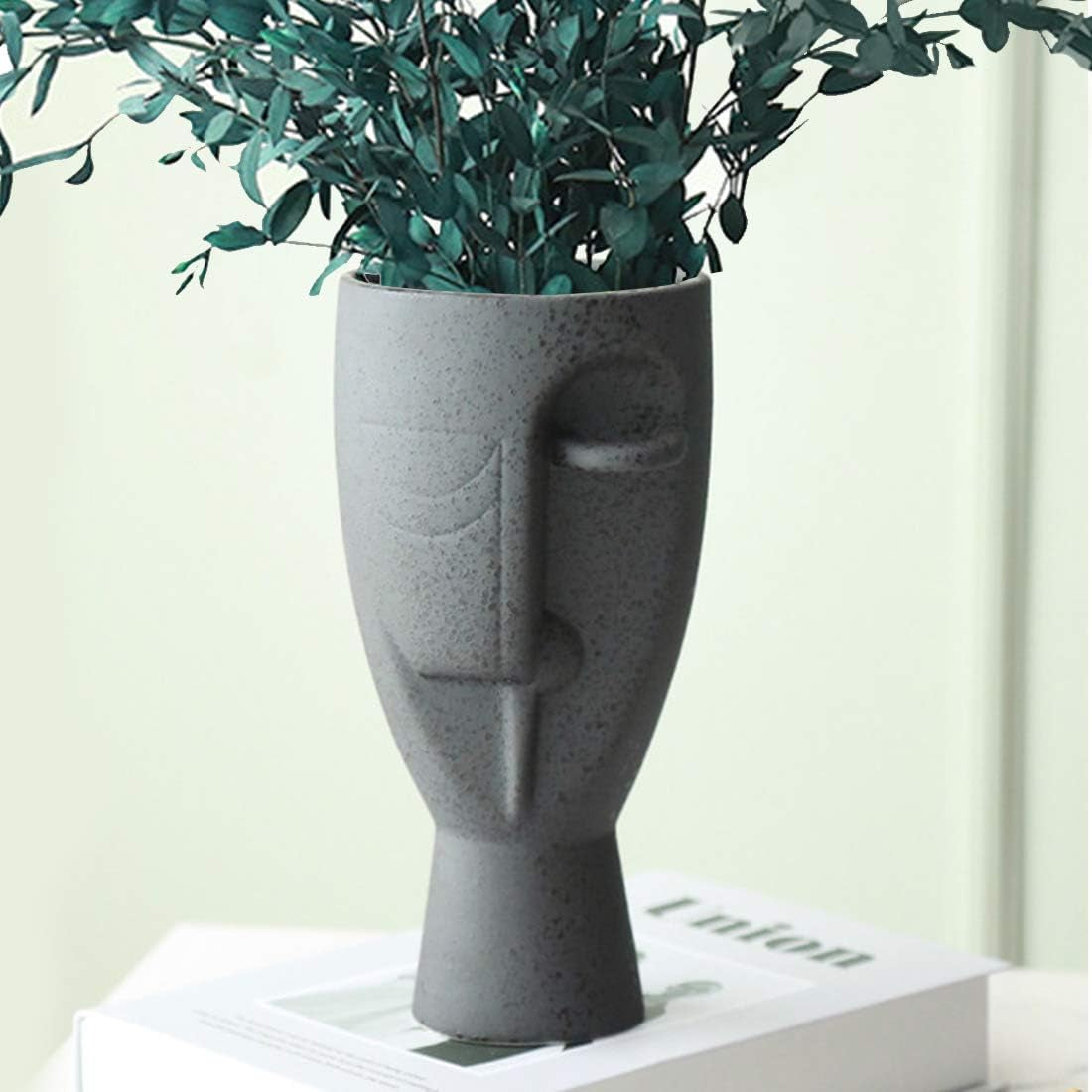 Face Art Vases, Delicately Carved Body Vases, Simple Ceramic Vases, Creative Floral Vases, Home Office Decoration Vases(Black)