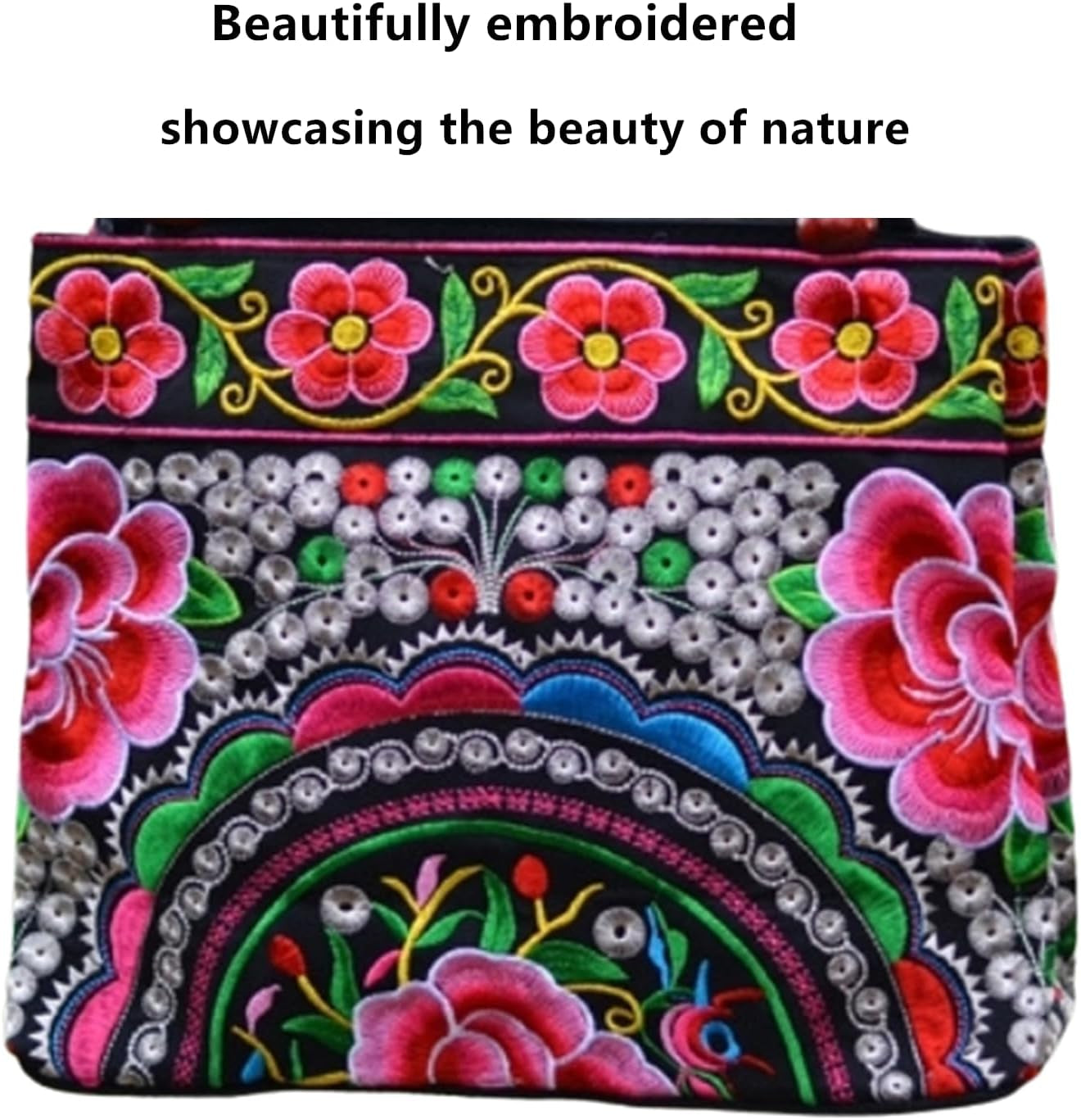 Hobo Crossbody Bag for Women, Vintage Ethnic Tribal Embroidered Boho Hippie Tote Handbags Shoulder Purse