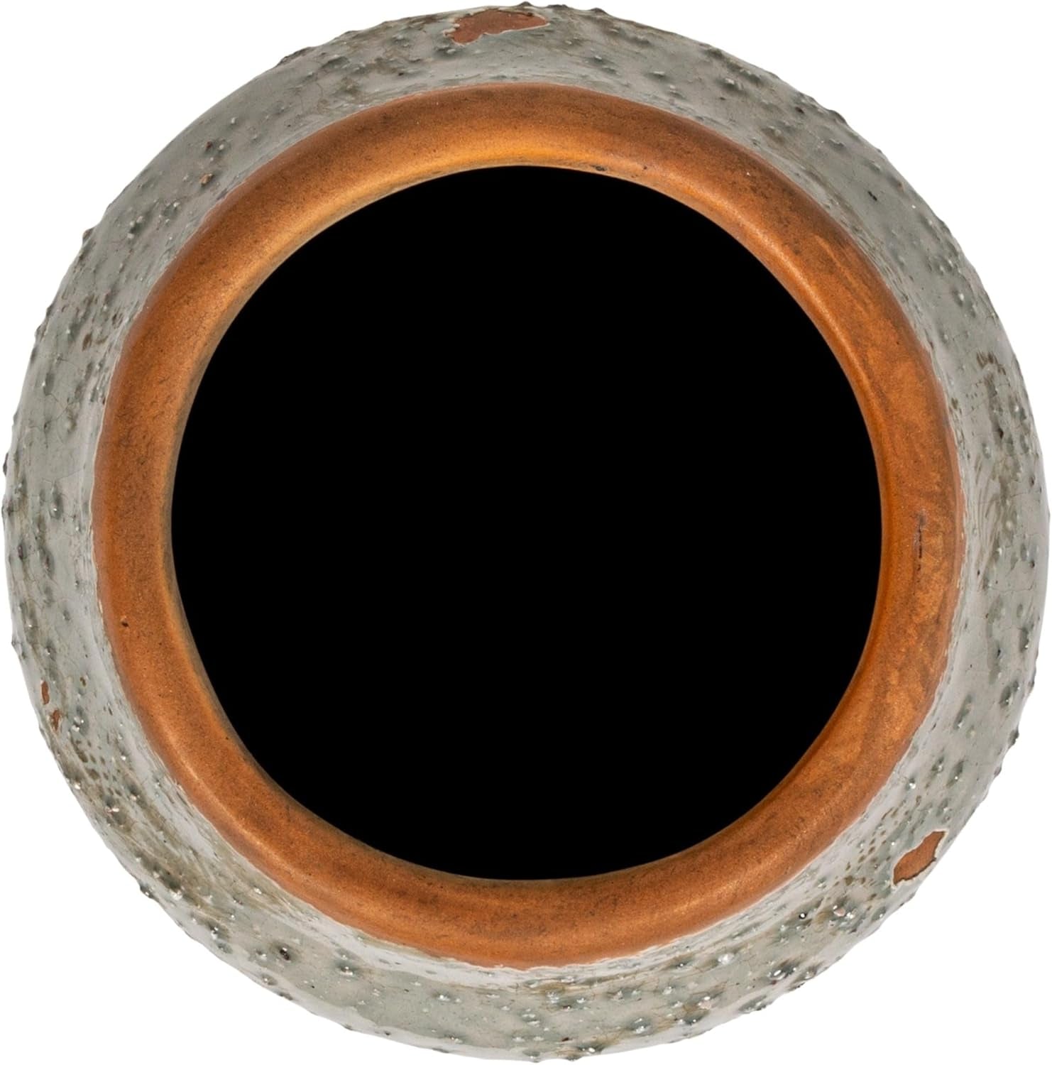 round Terra-Cotta Hobnail Planter Vase with Heavily Distressed Finish, Grey