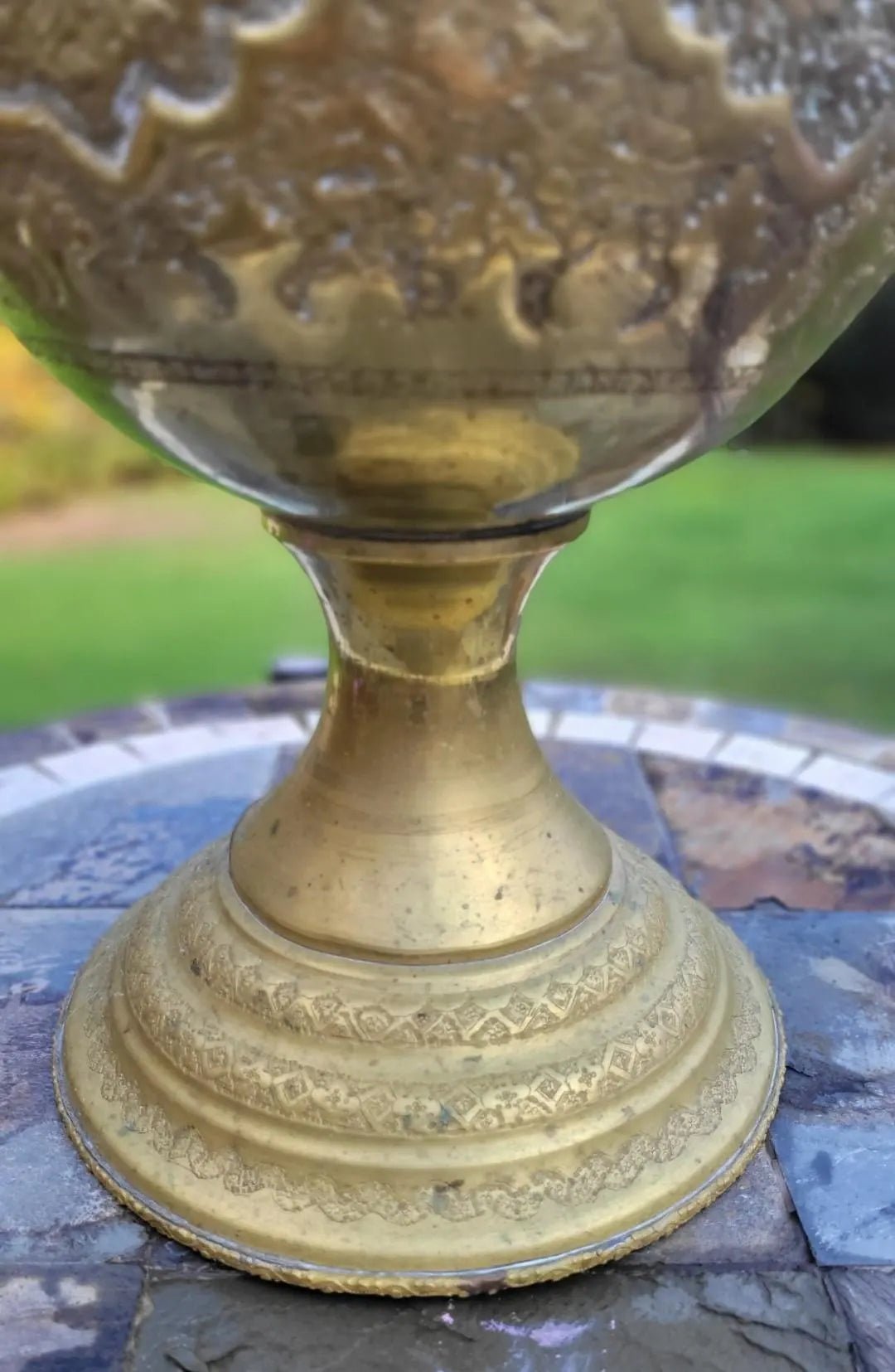 Antique Rajhastani Brass Oversized Mughal Bottle Urn. Indian Art Mid Century. 38"