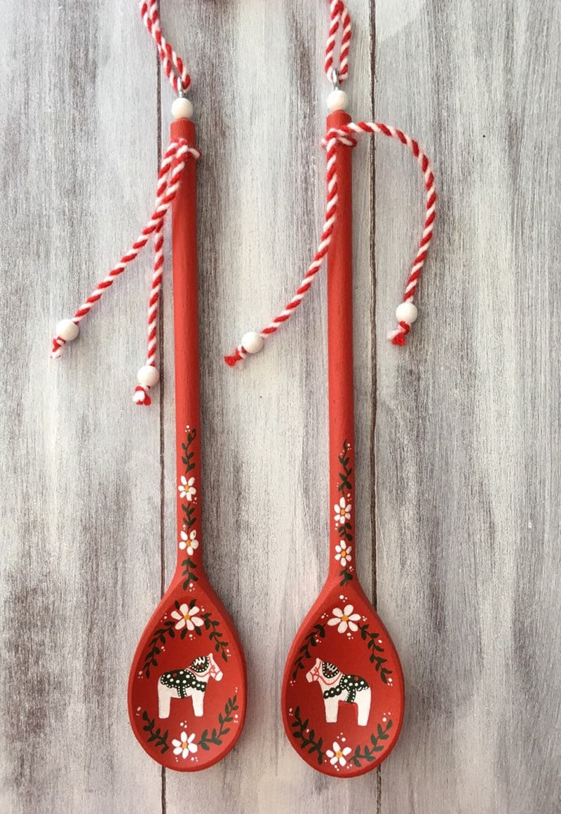 Swedish Kitchen Decor, Dala Horse, Swedish Gifts, Rosemaling, Scandinavian Decor, Swedish Kitchen, Wooden Spoons, Handmade Wood Decor