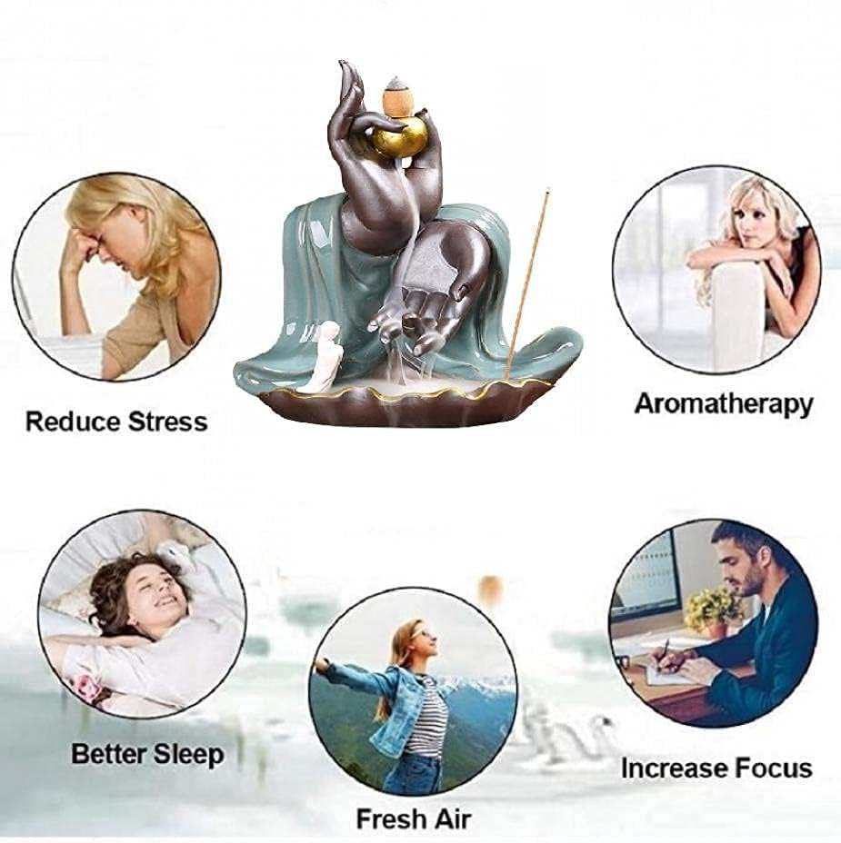 Incense Holder Waterfall Incense Cone Sticks Holder Backflow Incense Burner Ceramics Statue for Home Fragrance Decor (2)