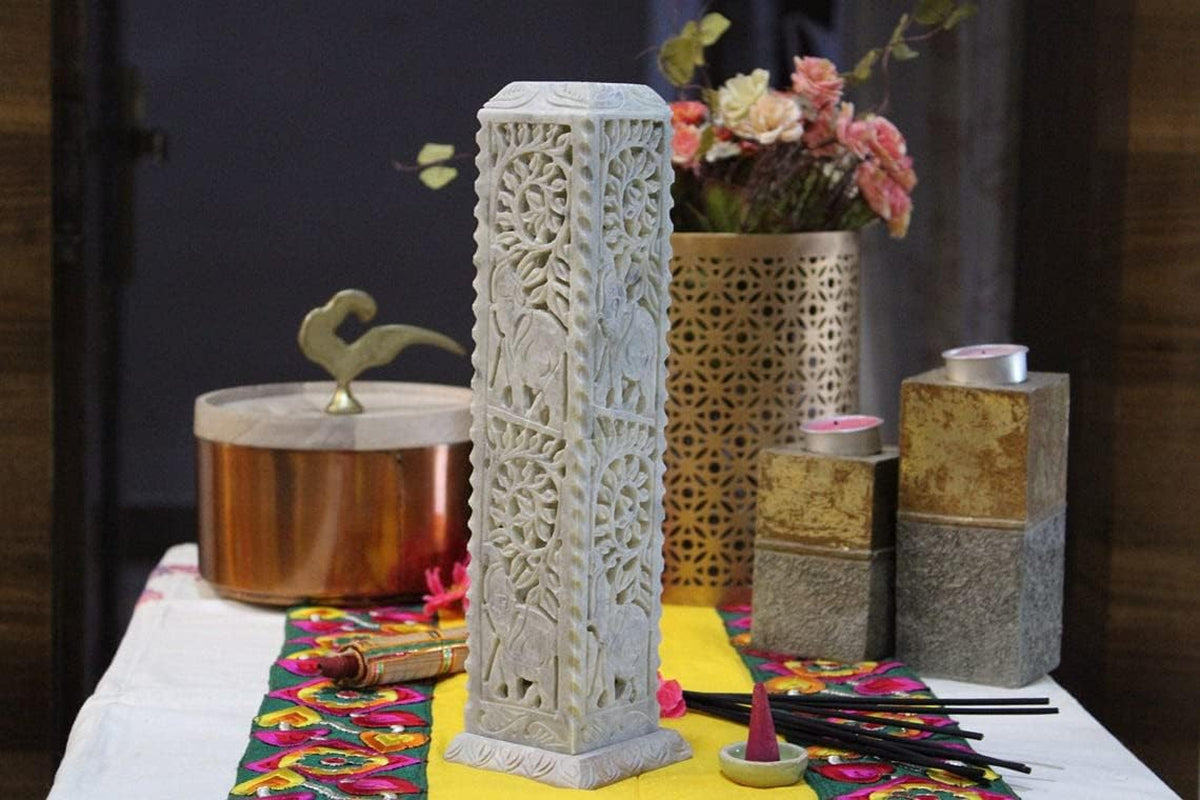 Home Handcrafted Stone Incense Holder | Candle Holder (Elephant)