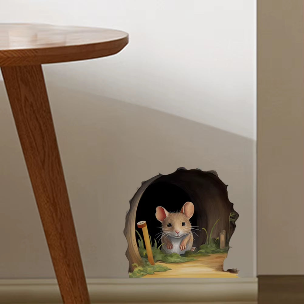 Cute Mouse Hole Wall Sticker Living Room Wall Edge Home Decoration Mural for Kids Bedroom Wallpaper Removable Funny Rats Decals