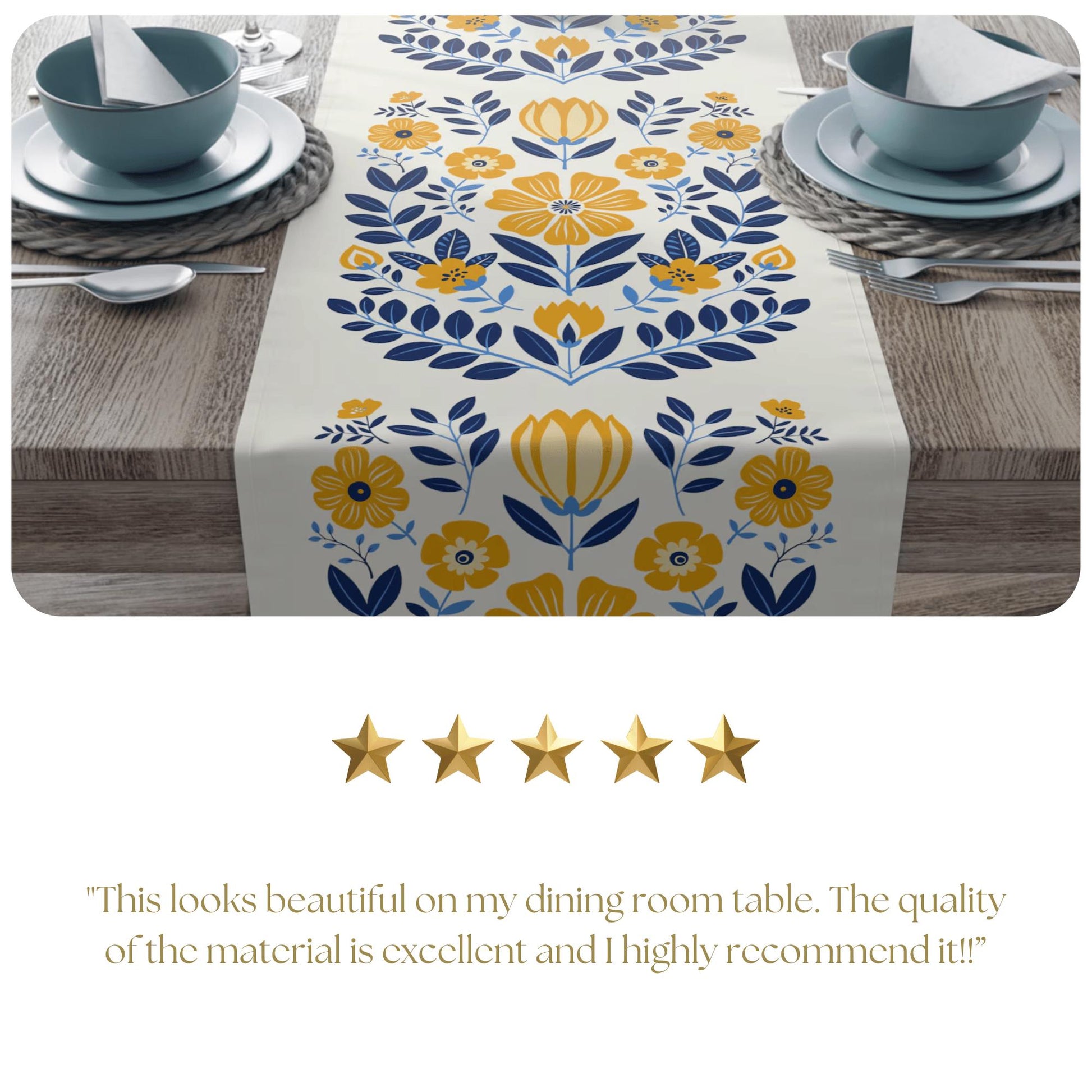 Scandinavian Flower Table Runner, Nordic Folk Art Home Decor, Scandi Housewarming Gift, Farmhouse Floral Gift, Botanical Table Centerpiece