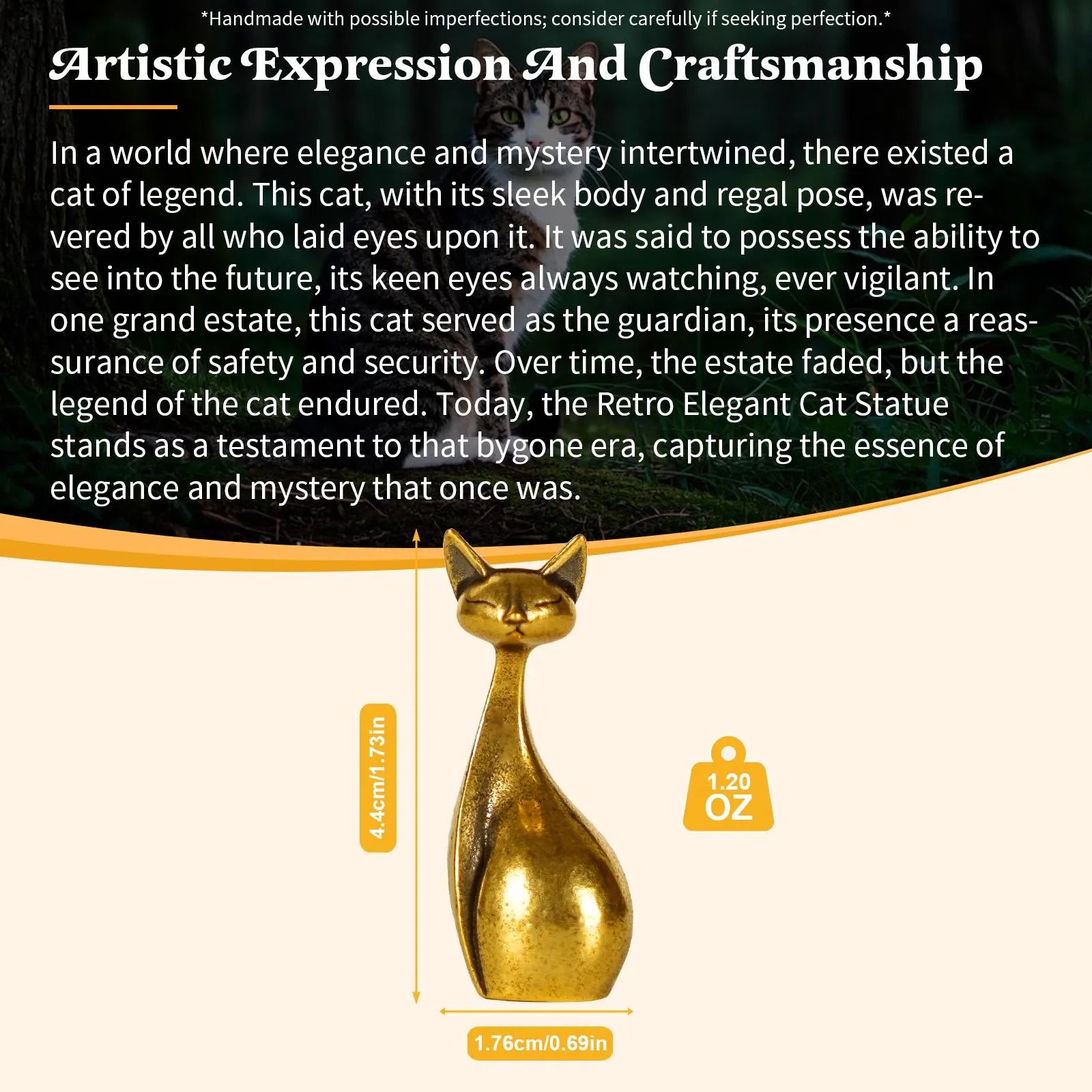 Solid Brass Cool Cat Statue - Retro Peek-A-Boo Feline Sculpture, Elegant Desk Decor & Collectible Gift for Cat Lovers