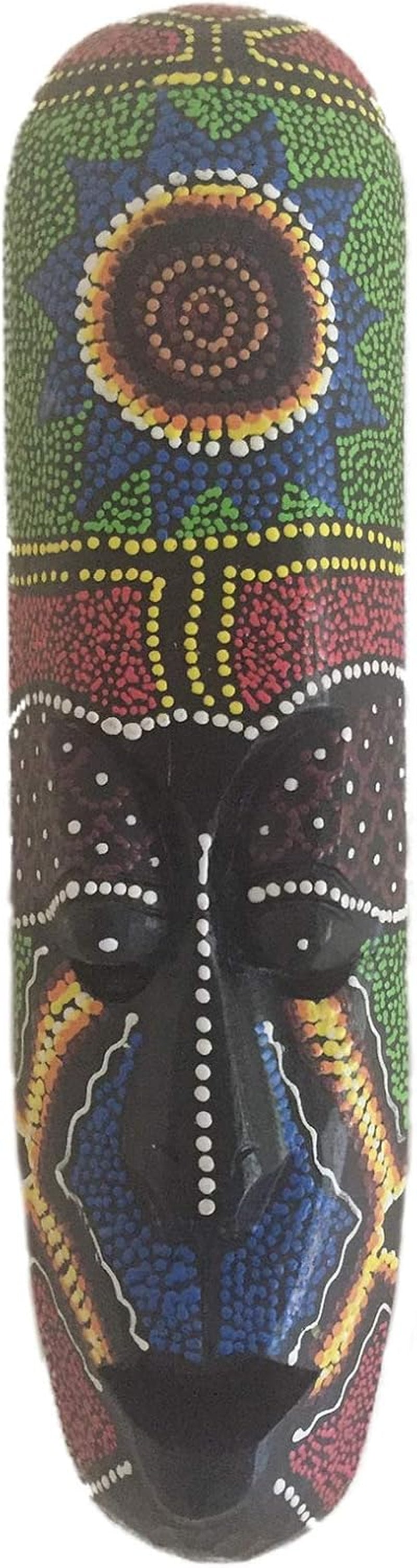 African Mask Lucky in Love Aboriginal Style Hand Painted Wooden Mask Wall Hanging Decor