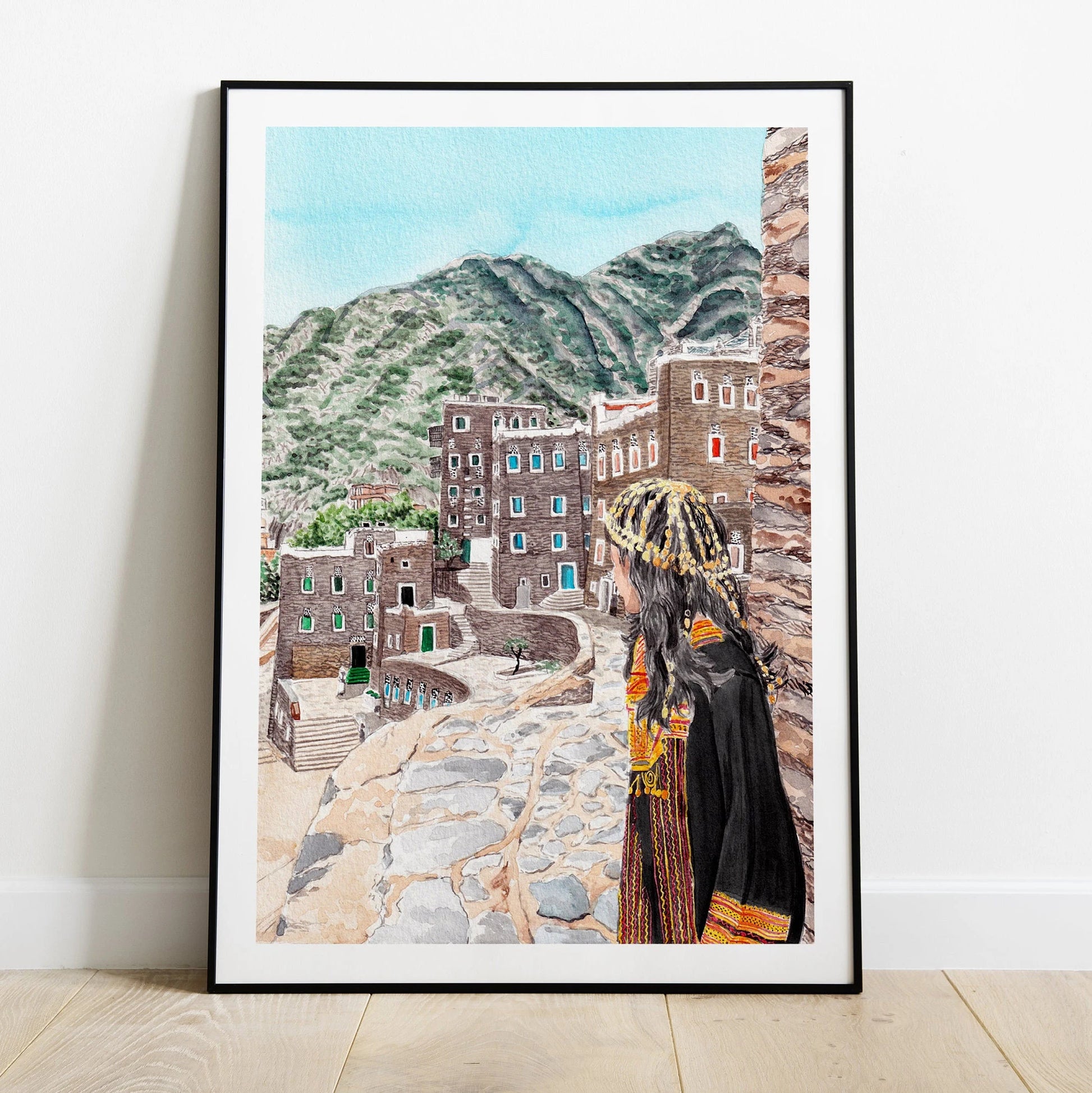 Rijal Almaa, Saudi Arabia Print, Middle East Art, Saudi Arabia Painting, Saudi Arabia Wall Art, Rijal Almaa Village, Saudia Arabia Prints