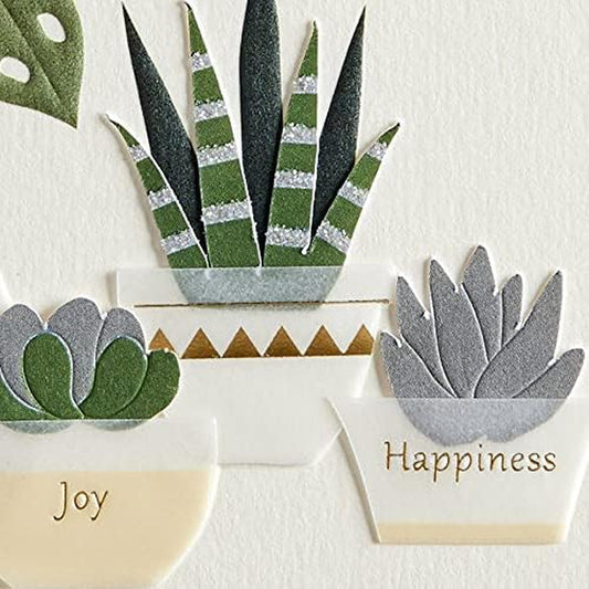 Row of Vases and Plants Birthday Card