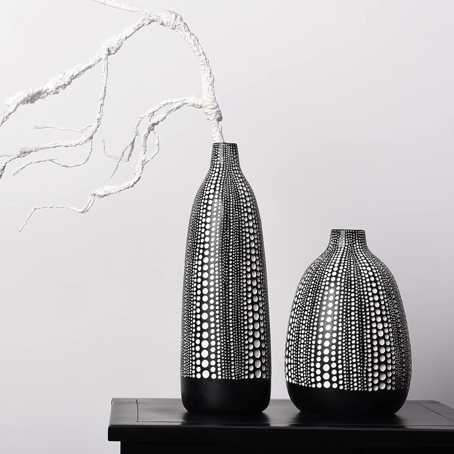 Black Vases for Home Decor - Modern Tall Vases for Office, Living Room, Bedroom, Dinning Table, Shelf, Bookshelf, Mantle, Entryway