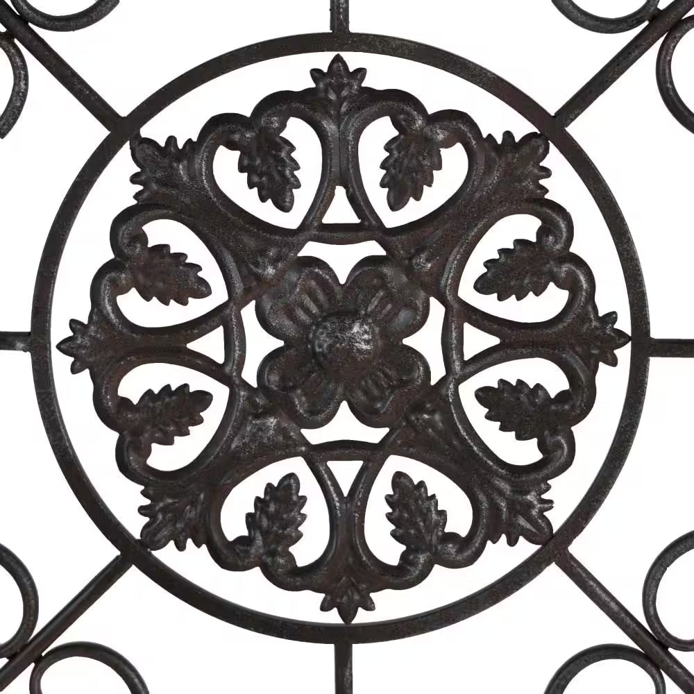 36 In. X 36 In. Wood White Window Inspired Scroll Wall Decor with Metal Scrollwork Relief