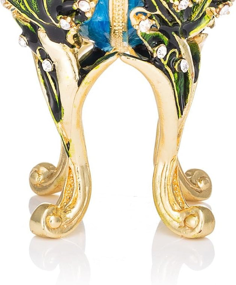 Hand Painted Easter Egg Style Decorative Enameled Trinket Box Unique Gift for Family