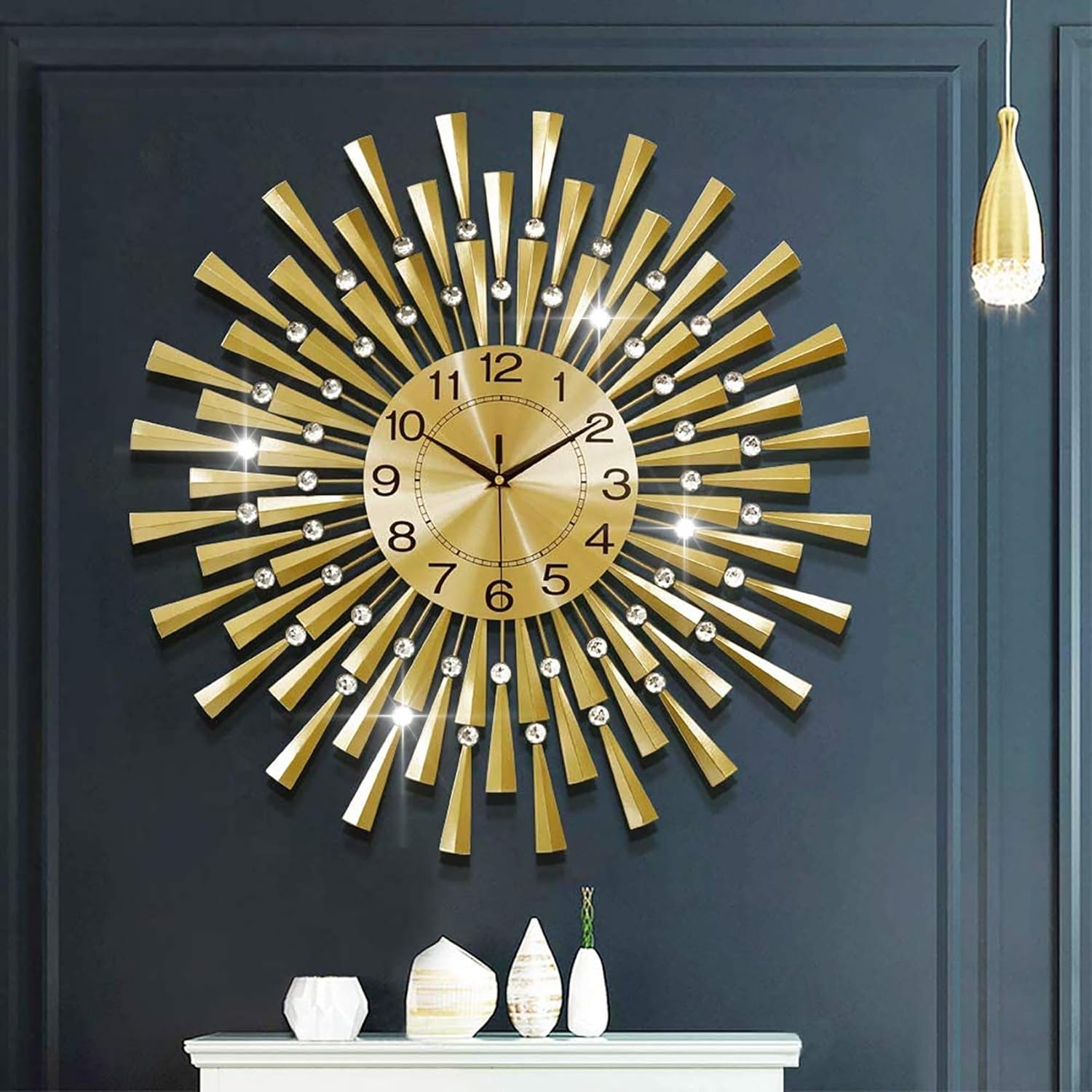 Large Wall Clock Decorative Wall Clocks 3D Non-Ticking Silent Quartz Clocks with Arabic Numerals for Living Room Home Kitchen Decor