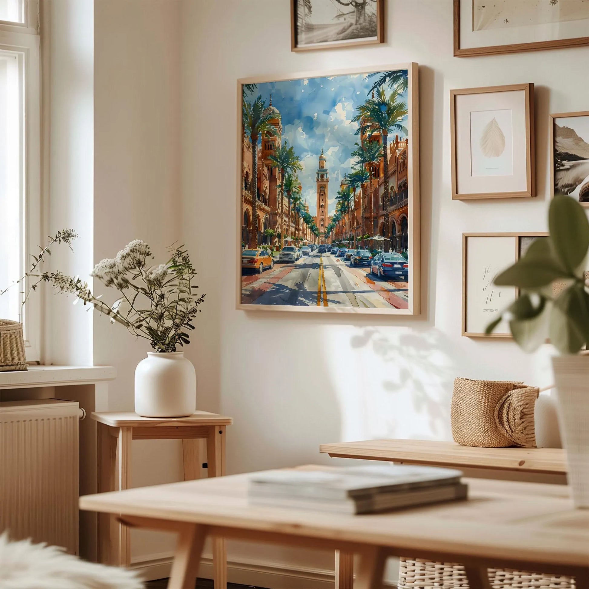 Riyadh Watercolor Painting, Saudi Arabia Wall Art, Maximal Decor, Mid Century Modern Wall Art, Skyline Poster, Print, C30-560