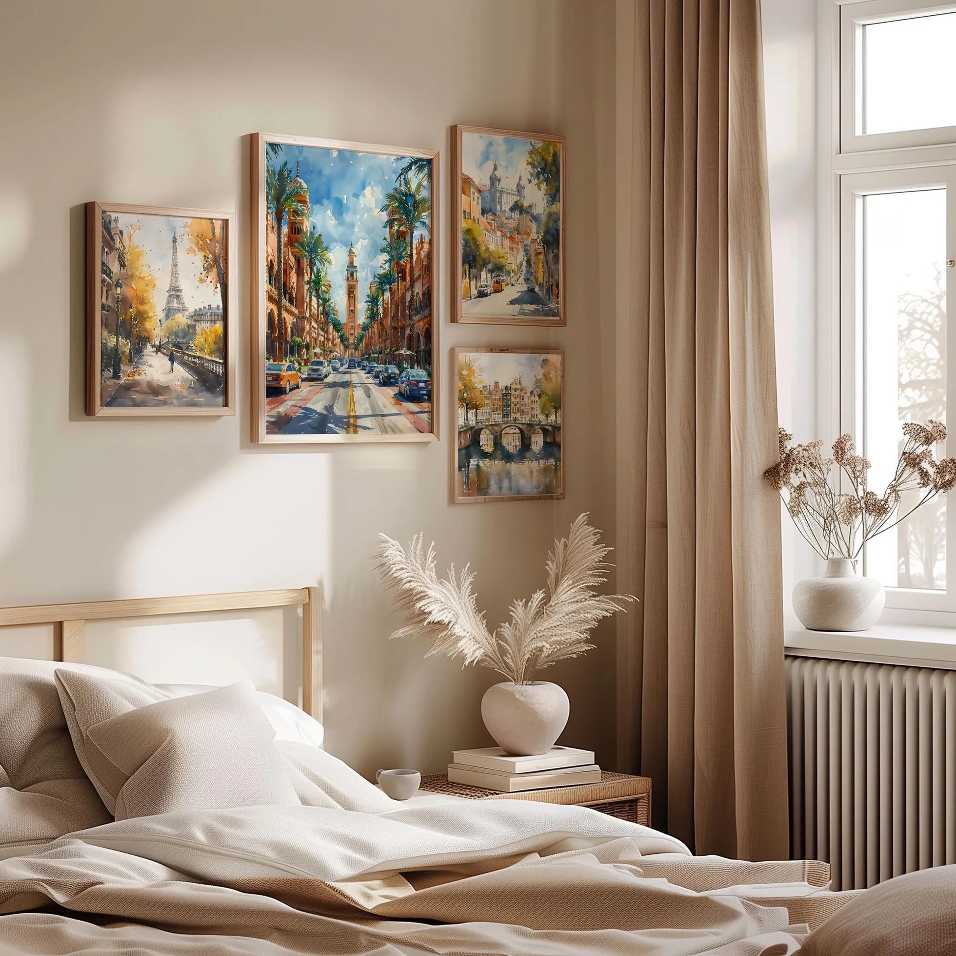 Riyadh Watercolor Painting, Saudi Arabia Wall Art, Maximal Decor, Mid Century Modern Wall Art, Skyline Poster, Print, C30-560