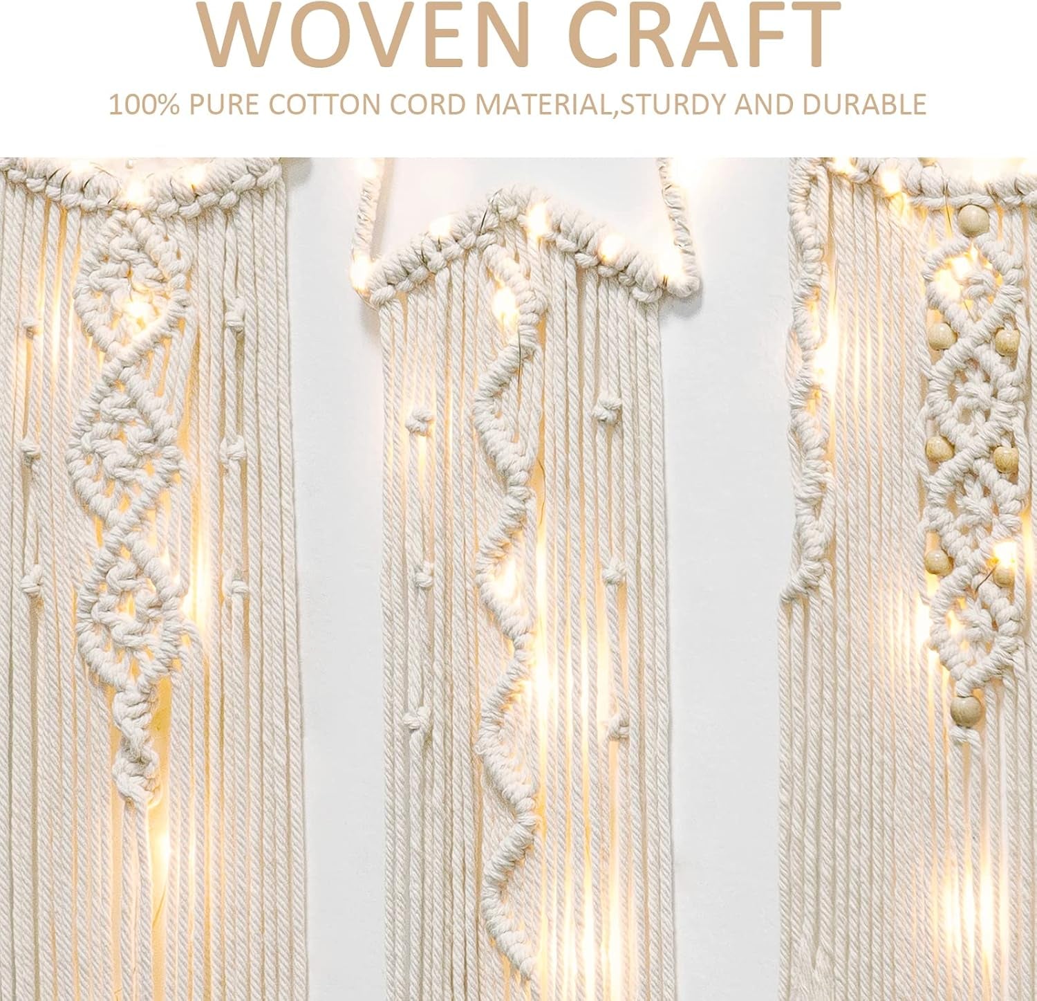 4 Pack Boho Dream Catcher Wall Decor Moon Dream Catcher Macrame Woven Wall Hanging Boho Home Decor Wall Art Beautiful Apartment Dorm Room Decor (Beige)