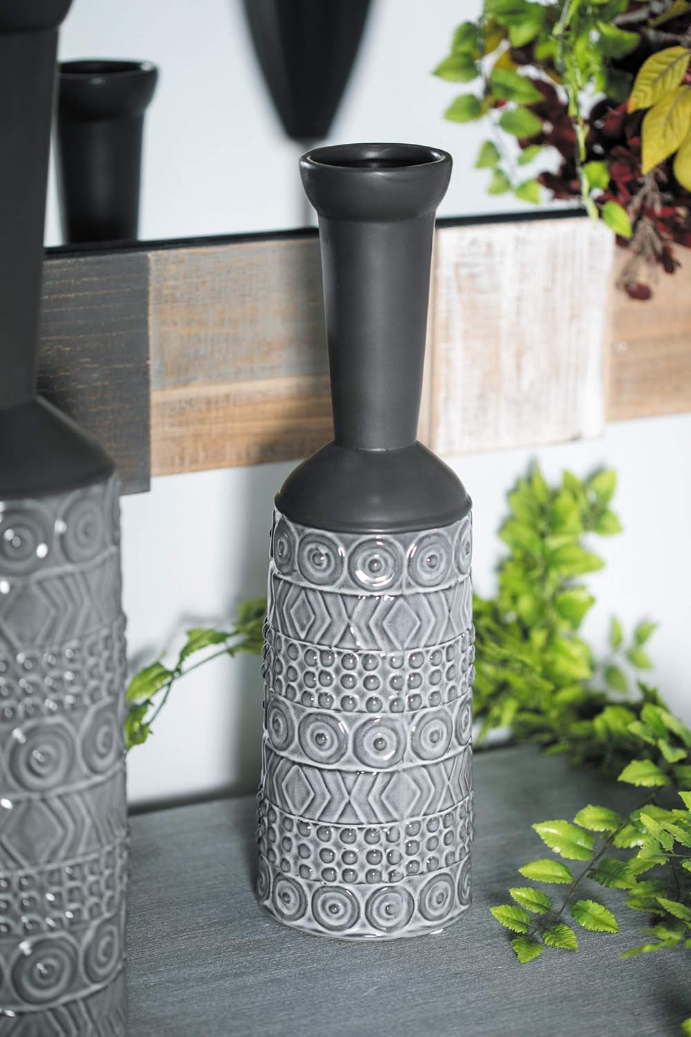 Vase, 4" L X 4" W X 16" H, Grey