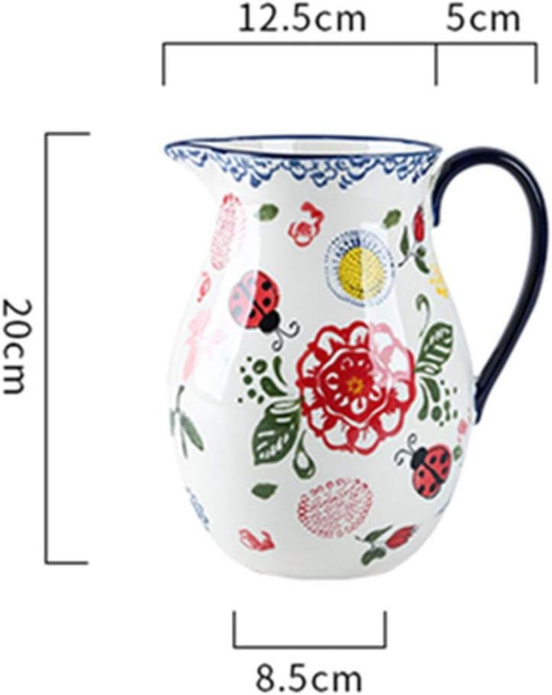 Ceramic Jug Vase Vintage Lemon Antique French Embossed Ceramic Flower Vase Heart Jug (E)