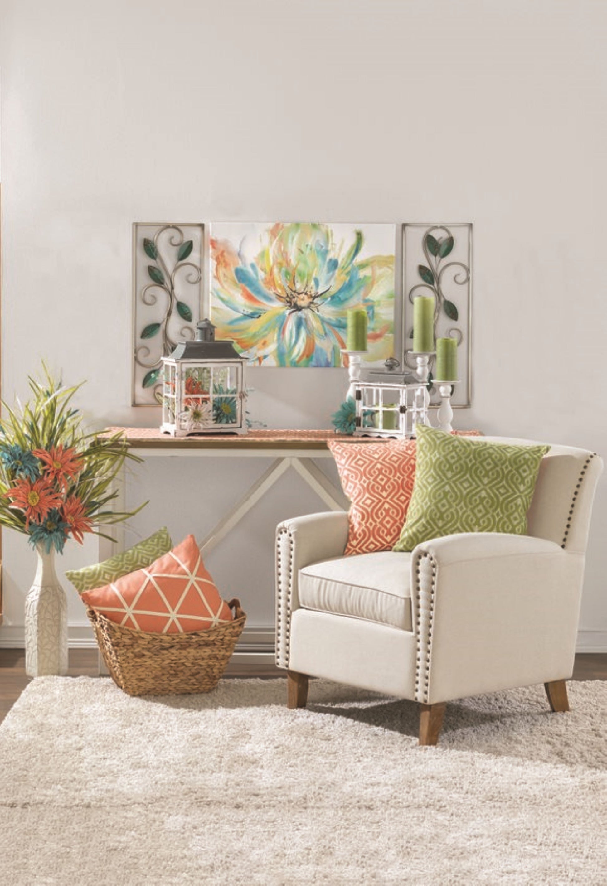 , 19.75" X 5" Antique Cream Decorative Vase with Scallop Detail