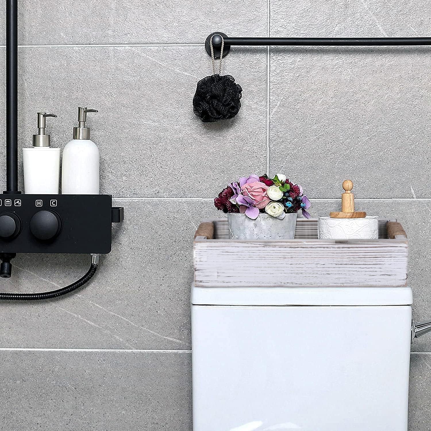 Farmhouse Bathroom Decor Box Toilet Paper Holder for Bathroom Rustic Wood Storage Box with Funny Sign Box for Home…