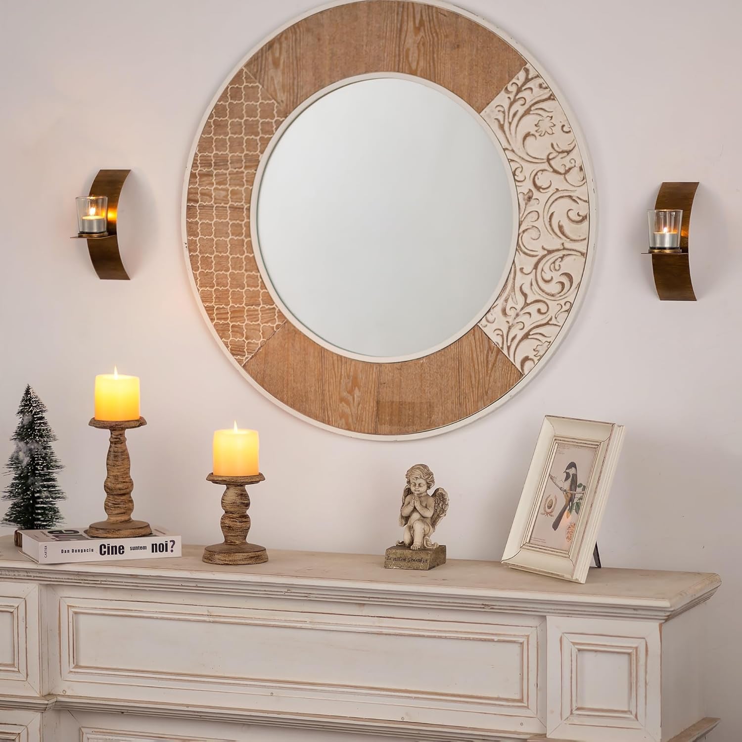 Rustic Wall Candle Holder for Tealight Candles - Rustic Gold and Bronze Wall Mounted Candle Sconces Decorative Metal Wall Decor for Bathroom Hallway Entryway