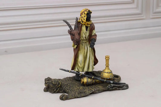 Vienna Bronze Arab Hunter Figurine – Oriental Statue with Trophy – Hand-Painted Bronze Style – Vintage Decorative Sculpture