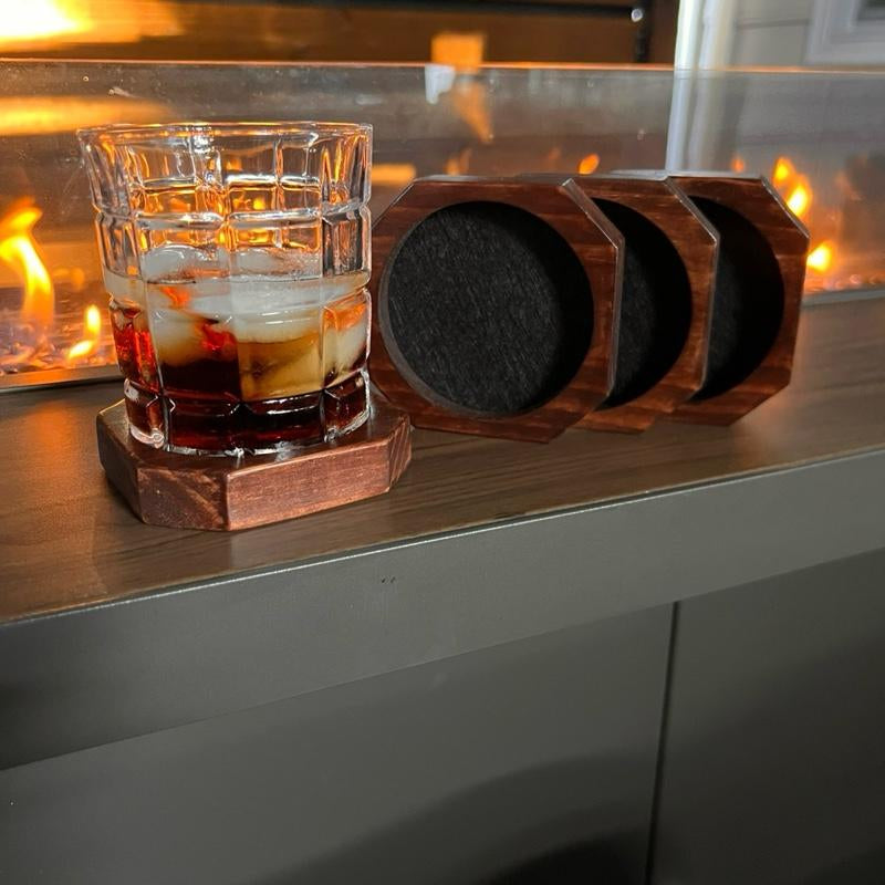 Octagonal Handmade Wooden Coasters Tableware