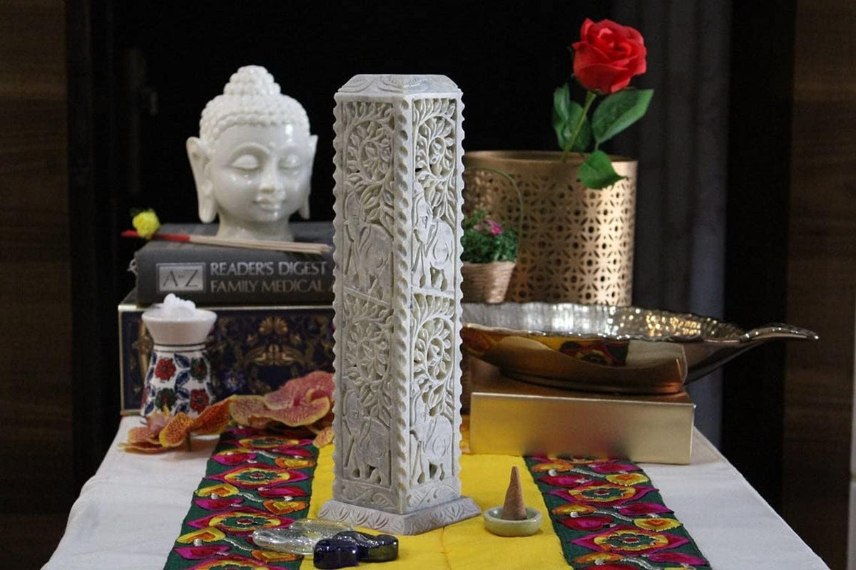 Home Handcrafted Stone Incense Holder | Candle Holder (Elephant)