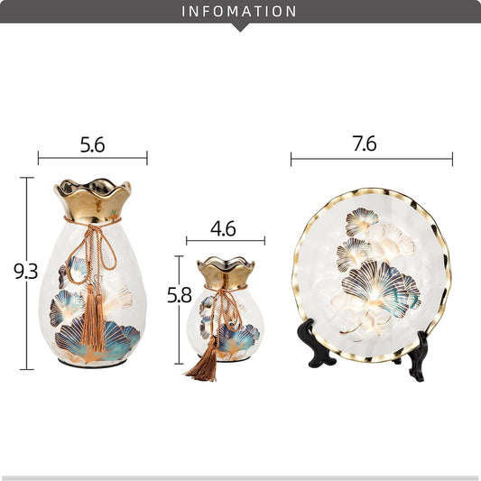 Ceramic Vases Set of 3 for Home Decor White Ceramic Vase Set Flower Vases Minimalist Nordic Boho Ins Style for Wedding Dinner Table Party Living Room Office Bedroom…