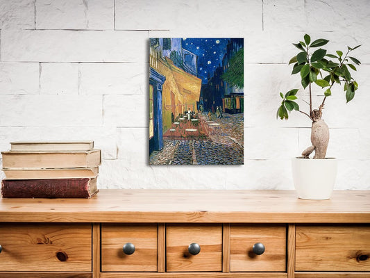 Cafe Terrace at Night Modern Stretched and Framed Giclee Canvas Prints Van Gogh Oil Paintings Reproduction Cityscape Picture on Canvas Wall Art Ready to Hang for Bedroom Home Decor