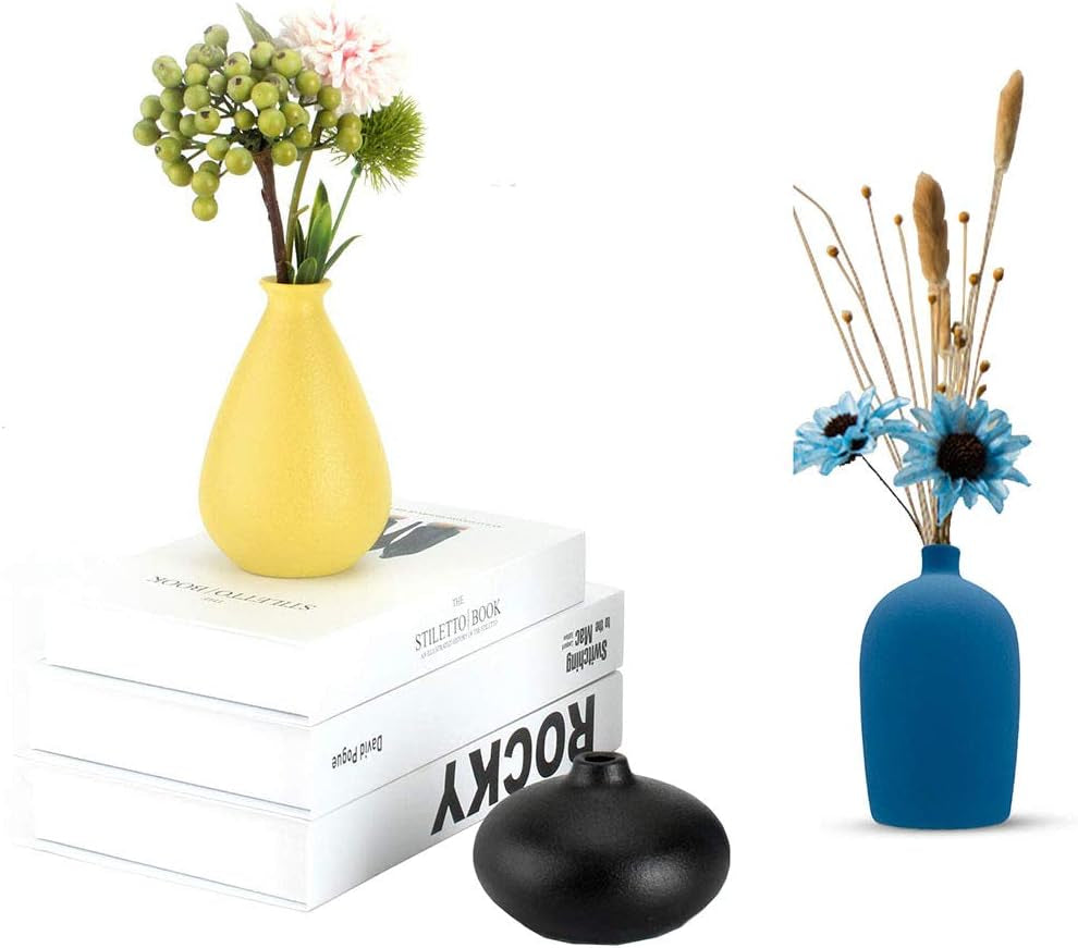 Small Ceramic Flower Vases Set of 4, Bud Vase, Decorative Modern Floral Vase