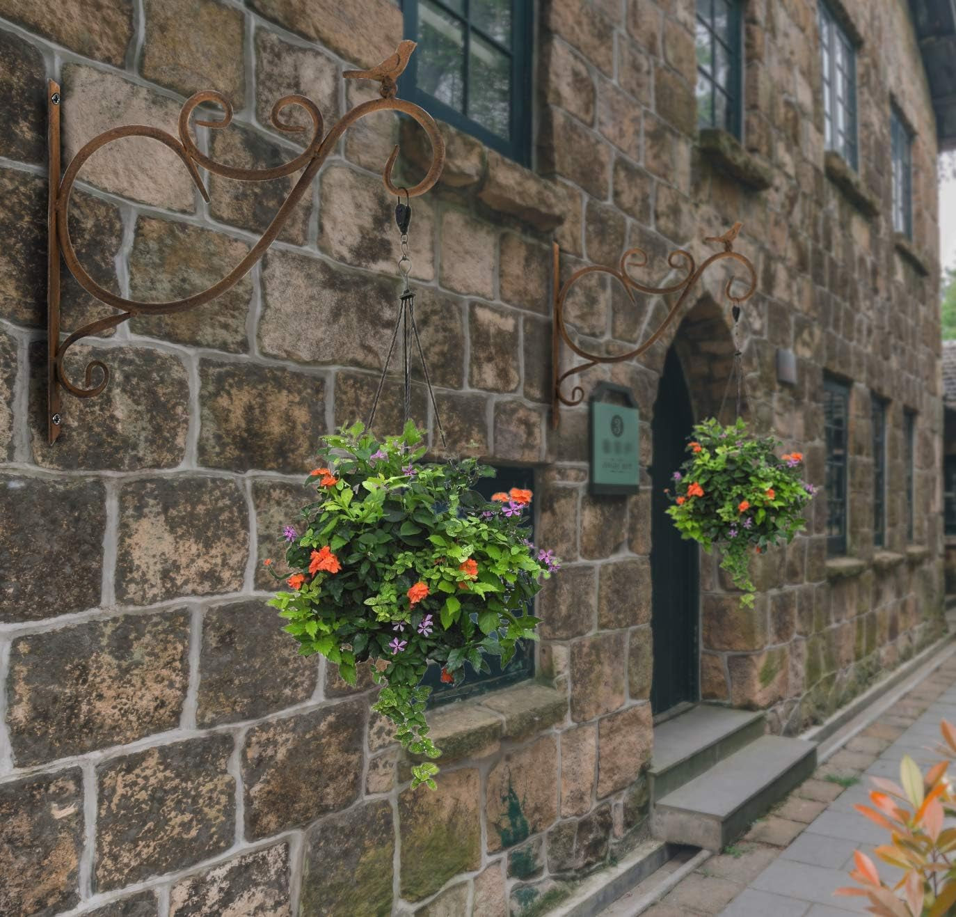 Wall Hanging Plant Bracket,2 Pack 12-Inch Retro Iron Metal Wall Hanger for Hanging Plant Flower Bird Feeder Planter Indoor Outdoor,Retro