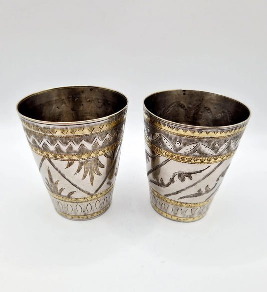 Indian Lassi Cups Drinking Cup Yogurt Milk Traditional Indian Nickel Brass Cup Early 20Th Century Home Bar Man Cave Dice Cup Old Fangled GB