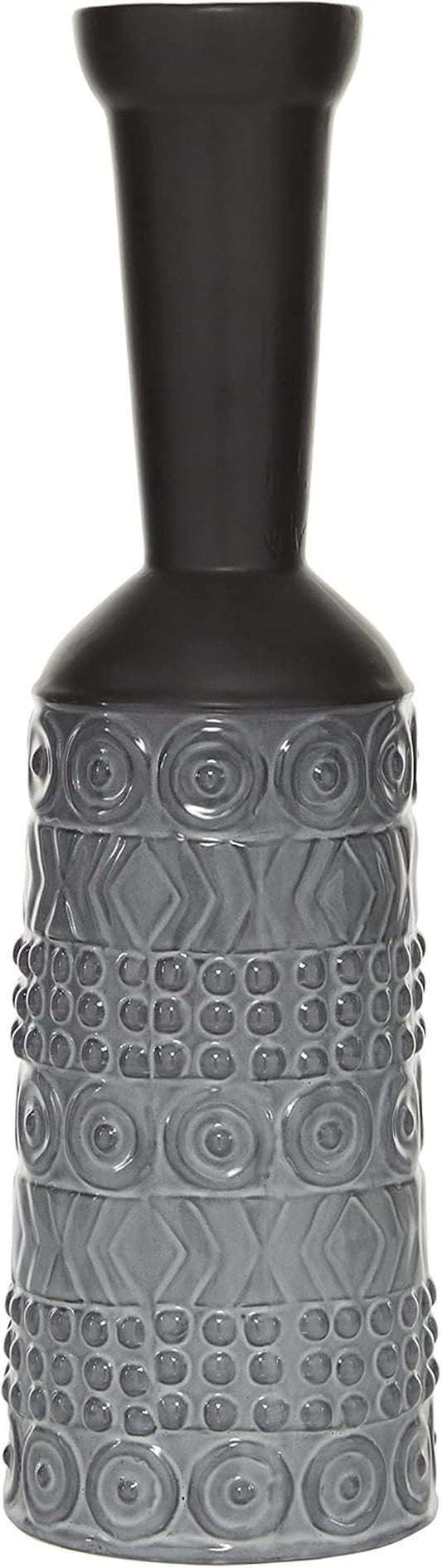 Vase, 4" L X 4" W X 16" H, Grey