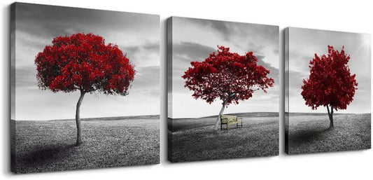 Canvas Wall Art for Living Room Bathroom Wall Decor-Panoramic Black and White Mangrove- 16" X 16" 3 Pieces Framed Canvas Prints Watercolor Modern Scenery Office Bedroom Home Kitchen Decor Picture