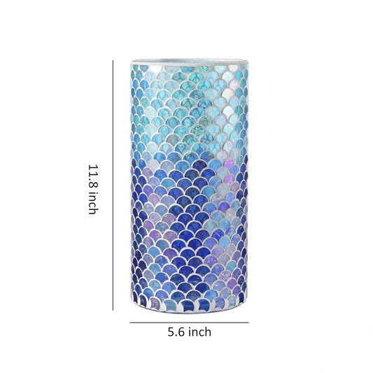Handmade Mosaic Flower Vase Home Decor Glass Vase Table Centerpieces (Mermaid, 5.5X12Inch)