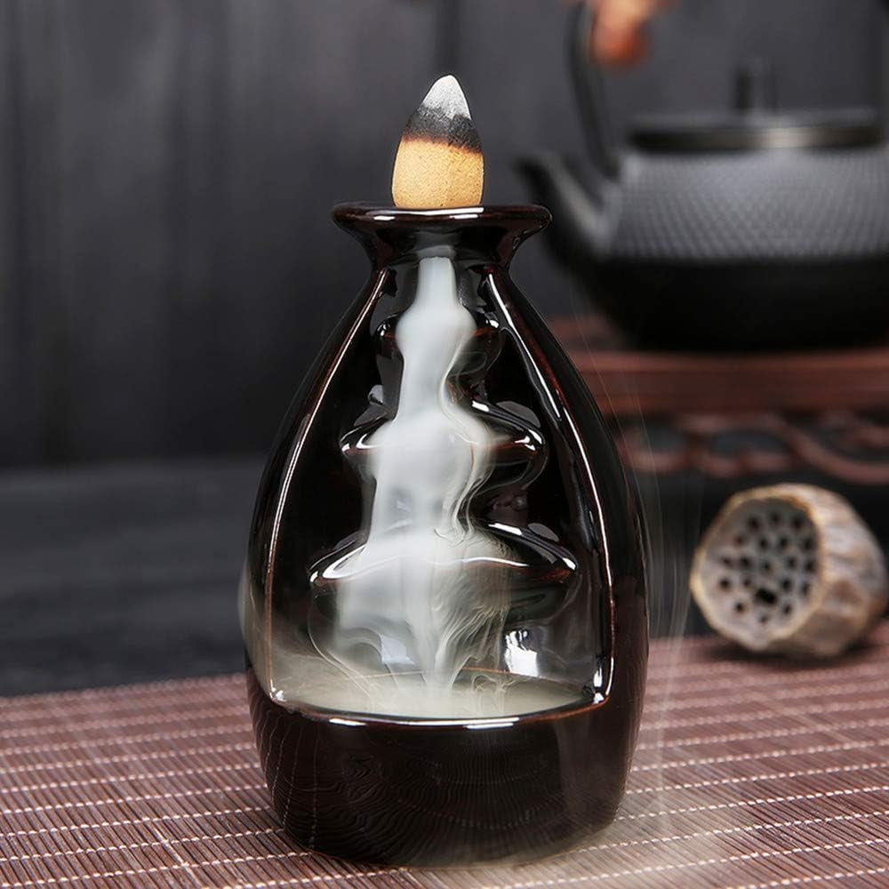 Incense Burner Handmade Ceramic Incense Holder Waterfall Backflow Incense Burner Bottle Porcelain Statue