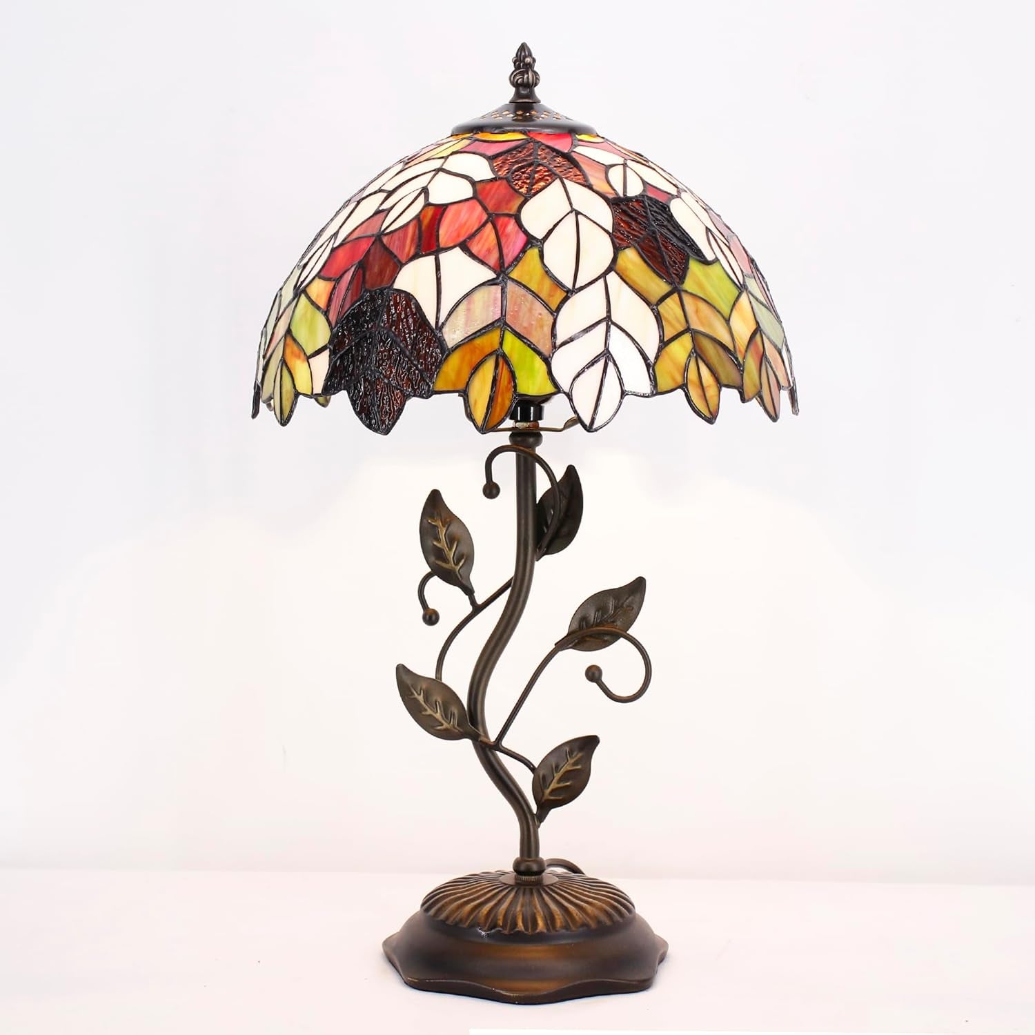 Tiffany Lamp Table Lamp Stained Glass Desk Lamps 12X12X19 Inches Reading Light Decor Bedroom Living Room (Maple Leaf Style)