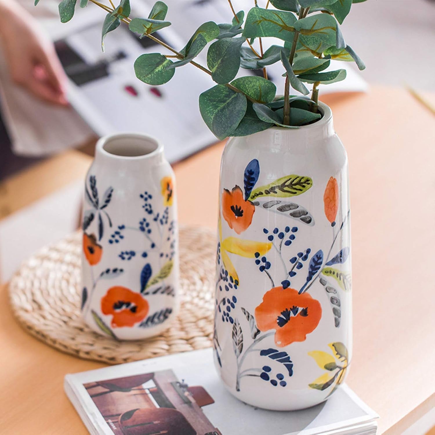 Ceramic Jug Vase Vintage Lemon Antique French Embossed Ceramic Flower Vase Heart Jug (C)