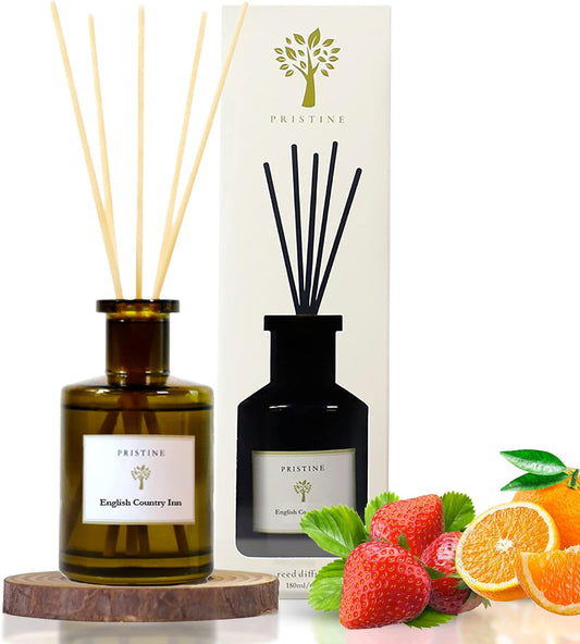 English Country Inn/Inspired by Ritz Carlton Reed Diffuser for Home | Fresh Blend of Strawberry, Vanilla, Musk Reed Diffuser Set, Oil & Reed Diffuser Sticks | Home & Office Decor | Fragrance