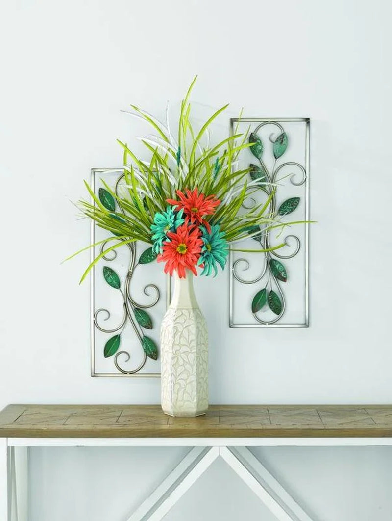 , 19.75" X 5" Antique Cream Decorative Vase with Scallop Detail