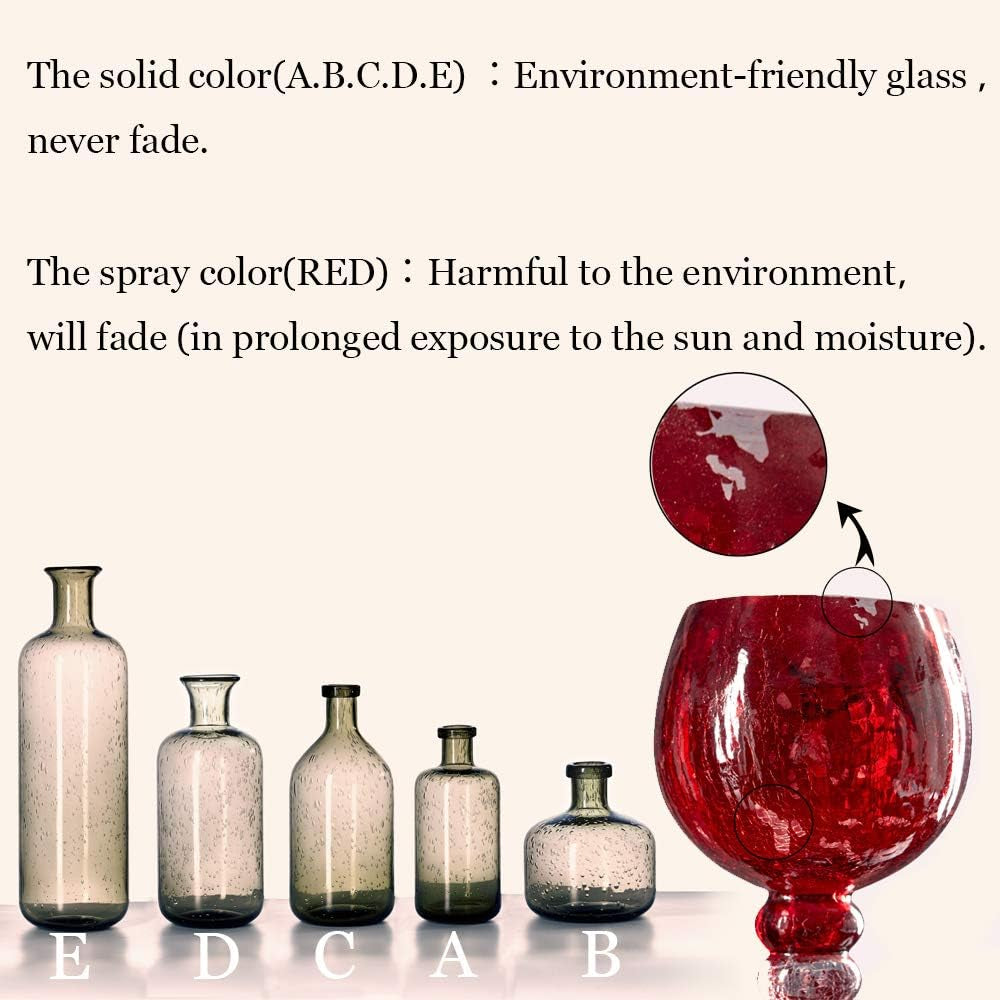 Bamberoom Handmade Bud Glass Vases , Pack of 1, Modern Simple Style Flower Vase for Home Shelf Decor and Office Table Decor. (D, Grey)