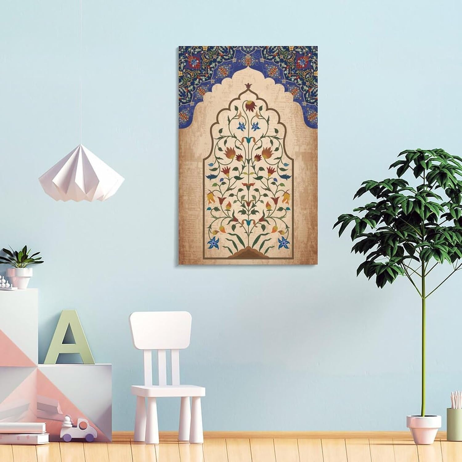 Mughal Wall Art, Arabian Ladies Painting Poster Persian Floral Peacock Art Poster Wall Art Painting Canvas Painting Posters and Prints Wall Art Pictures for Living Room Bedroom Decor 12X18Inch(30X45C